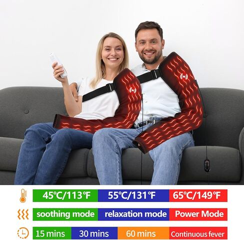 Shoulder Arm Massage Heating Pad for Pain Relief, Ultra Long Heated Elbow Heating Pad with 3 Vibration and Heat Settings, Heated Shoulder Wrap for Frozen Shoulder in Saudi Arabia