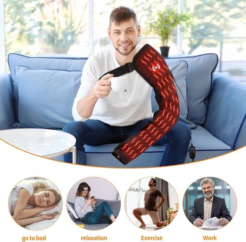 Shoulder Arm Massage Heating Pad for Pain Relief, Ultra Long Heated Elbow Heating Pad with 3 Vibration and Heat Settings, Heated Shoulder Wrap for Frozen Shoulder in Saudi Arabia