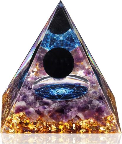 Crystal Pyramid, Lapis Lazuli & Amethyst Healing Crystal Pyramid Porstive Energy Generator, Natural Crystals Energy Pyramid for Attract Wealth Success and Lucky in Saudi Arabia