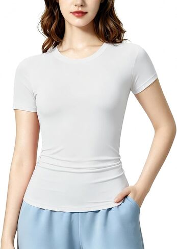Womens Workout Tops Short Sleeve Compression Shirt Quick Dry Athletic Yoga Shirts Gym Running Tshirt Sports Base Layer in Kuwait