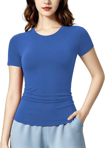 Womens Workout Tops Short Sleeve Compression Shirt Quick Dry Athletic Yoga Shirts Gym Running Tshirt Sports Base Layer in Kuwait