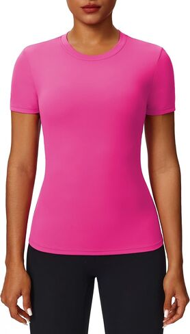 Womens Workout Tops Short Sleeve Compression Shirt Quick Dry Athletic Yoga Shirts Gym Running Tshirt Sports Base Layer in Kuwait