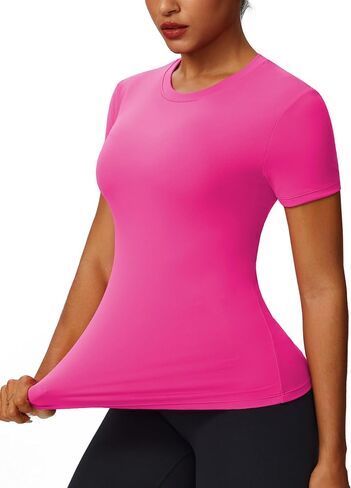 Womens Workout Tops Short Sleeve Compression Shirt Quick Dry Athletic Yoga Shirts Gym Running Tshirt Sports Base Layer in Kuwait