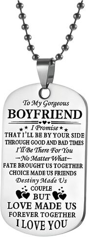 925 Sterling Silver To My Girlfriend Necklace, To My Gorgeous HUSBAND/WIFE Couple Necklace Tag Pendant Love Forever Jewelry Present, Little Cute Things For Your Boyfriend Girlfriend in Kuwait