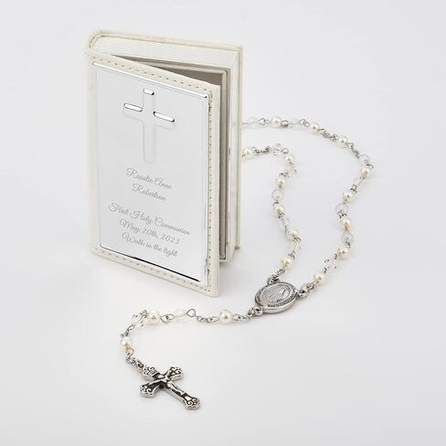 THINGS REMEMBERED First Communion Engraved Girl's Stainless Steel White Rosary in Saudi Arabia