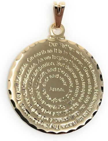 Martinuzzi Accessories Our Father Prayer Necklace. Lord's Prayer Engraved Pendant, Gold Plated Box Chain Necklace (20" Length (English)) in Saudi Arabia