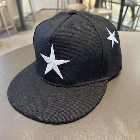 Kids Snapback Cap Flat Brim Baseball Hat with Star Embroidery Wide Brim Streetwear Hip Hop Cap Sun Hat for Boys Girls 3-10 in Kuwait