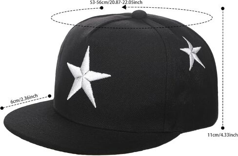 Kids Snapback Cap Flat Brim Baseball Hat with Star Embroidery Wide Brim Streetwear Hip Hop Cap Sun Hat for Boys Girls 3-10 in Kuwait
