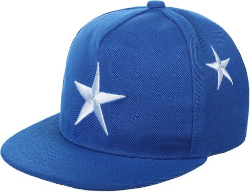 Kids Snapback Cap Flat Brim Baseball Hat with Star Embroidery Wide Brim Streetwear Hip Hop Cap Sun Hat for Boys Girls 3-10 in Kuwait
