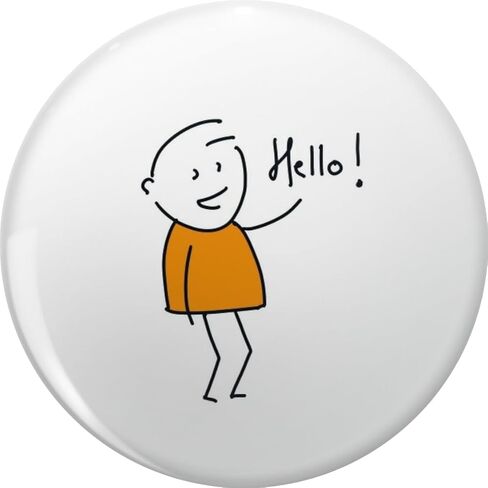 Line Boy Cartoon - Hello Metal Lapel Pin Tie Tack Pinback 0.75" in Kuwait