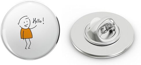Line Boy Cartoon - Hello Metal Lapel Pin Tie Tack Pinback 0.75" in Kuwait