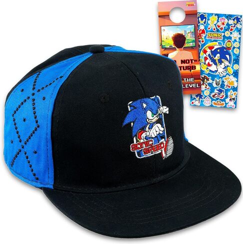 Sonic the Hedgehog Hat Set - Bundle of a Baseball Cap, Stickers, and More | Sonic the Hedgehog Merchandise for Kids, Boys in Kuwait