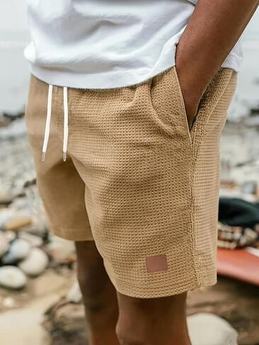 Men's Corduroy Drawstring Elastic Waist Casual Shorts Lightweight Comfy Summer Beach Outdoor Daily Wear Shorts in Kuwait