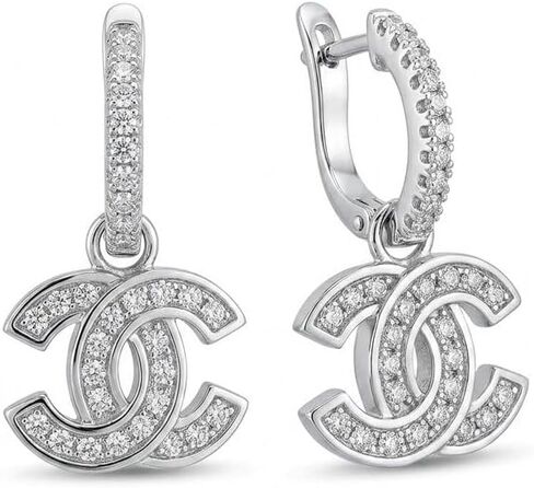 Diamora Gems & Jewelry 1.30Ct Round Cut Simulated Diamond Womens Clip On Drop and Dangle Earrings 14k White Gold Finish in Kuwait