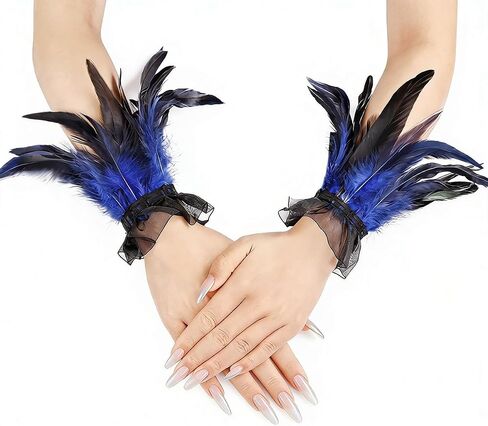 AUOCATTAIL Women Feather Gloves Angel Cuff Party Wedding Swan Wrist Bands Costume Accessories in Kuwait