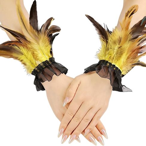 AUOCATTAIL Women Feather Gloves Angel Cuff Party Wedding Swan Wrist Bands Costume Accessories in Kuwait