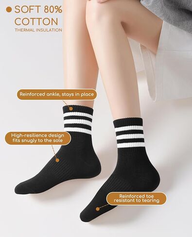 Size 3-15 Womens & Men Striped Cotton Socks Casual Breathable Crew Running Frilly Cozy Calf Socks 6 Pairs in Saudi Arabia