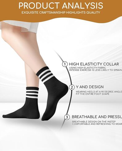 Size 3-15 Womens & Men Striped Cotton Socks Casual Breathable Crew Running Frilly Cozy Calf Socks 6 Pairs in Saudi Arabia