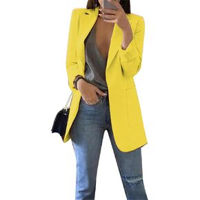 DIACACY Blazer for Womens Long Sleeve Solid Color Flat Lapel Slim Casual Breathable Midi Blazer Jackets with Pockets in Saudi Arabia