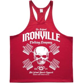 Ironville Heavy Iron Outlaw Skull Weightlifting Stringer Tank Top in Saudi Arabia