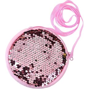 Circle Crossbody Bag for Girls Sequin Party Purse Reversible Glitter Coin Wallet Bags Small Shining Change Pouches Kids Gifts (Rainbow Colors) in Saudi Arabia