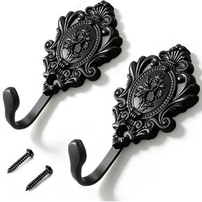 Vintage Wall Hooks, Rose Pattern Curtain Tiebacks Hooks - Decorative Wall Mounted Holdbacks for Drapery, Coats, Keys, Bathroom Bedroom Décor, Multi-Function Hangers - Vintage Bronze (4 PCS)‌ in Saudi Arabia
