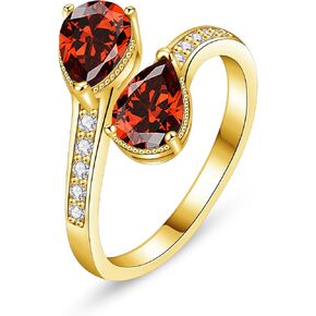 1.6ct Adjustable Women Birthstone Ring, Thickened 14K Gold Plated, Victorian Milgrain Style, Dainty CZ Gemstone Stackable Rings Band Birthday Jewelry Gifts Adjustable (US Size 5-10) in Saudi Arabia