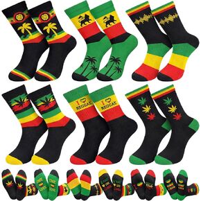 Hercicy 6 Pairs Juneteenth Reggae Socks for Men Women Rasta Jamaican Outfit Novelty Ankle Socks Funny Festival Retro Striped African Flag Costume Gifts Reggae Party Favors in Kuwait