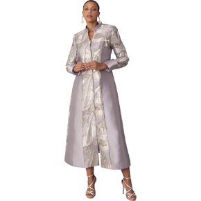 Tally Taylor Women's Brocade Clergy Robe – Long Sleeve Metallic Dress with Cross Brooch – Formal Church Wear, Regular - 4821 in Saudi Arabia