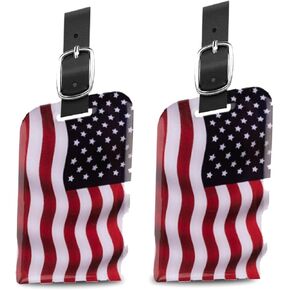 USA Flag Luggage Tag, American Flag Travel ID Tag with Adjustable Strap, Durable Bag Tag for Suitcase, Backpack & Baggage Identification - Pack 2 in Saudi Arabia