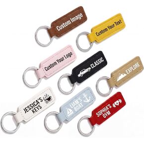 1-1000Pcs Personalized Leather Keychain Bulk, Custom Leather Key Chain Ring - Printing Name/Logo for Men/Women in Saudi Arabia