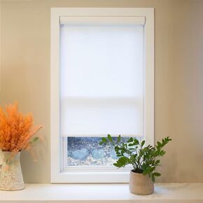 Cordless Light Filtering Roller Shade for Windows - 29" W x 72" L - White, Over 2,000 Custom Sizes Starting at 29.97, Woven Fabric, Seamless Free-Stop Push & Pull Blinds by Lumino in Saudi Arabia