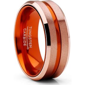 Metal Masters CO. Tungsten Carbide Ring Wedding Band Rose Goldtone Orange Interior Comfort-Fit 8MM Unisex in Saudi Arabia
