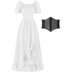 YEAXLUD Renaissance Costume Women Milkmaid Cottage Core Ren Faire Victorian Dress Vintage Peasant Medieval Dresses in Saudi Arabia