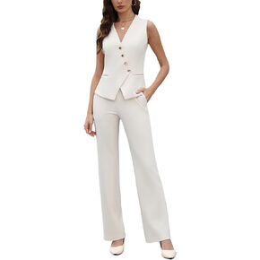 Agenlulu Women's 2 Piece Sets Business Casual Outfits Sleeveless Blazer Vest Pants Suits Professional Office Work Suits in Kuwait