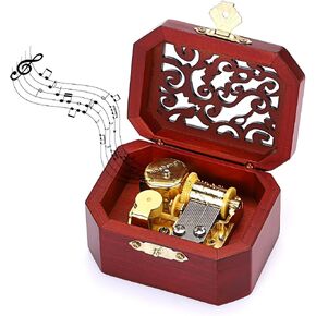 ELLDOO Vintage Music Box, Hollow Wood Carved Musical Box, Small Mechanism Wind Up Music Box Gift for Lover, Boyfriend, Girlfriend, Husband, Wife (Tune: Edelweiss) in Kuwait