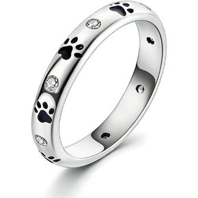 925 Sterling Silver Paw Print Ring for Women Cat Dog Pinky Ring Stackable in Saudi Arabia