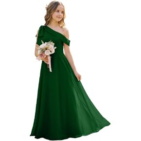 Junior Bridesmaid Dresses One Shoulder Girls Bridesmaid Dress Chiffon Flower Girl Dress for Wedding in Saudi Arabia