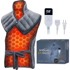 Neck-Back Far Infrared Heating Pad: 2X Graphene and Luxury Plush Electric Heating Pad for Neck Shoulders Back - Dad Day Gifts - 3X Deep Pain Relief for Mom Full Body - 24" X 37" 2H Auto Off in Saudi Arabia