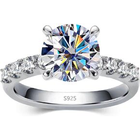 WES 3CT Solitaire Moissanite Engagement Ring for Women - 925 Sterling Silver D Color VVS1 Round Cut Moissanite Engagement Wedding Promise Ring for Her, Size 4-11 in Saudi Arabia