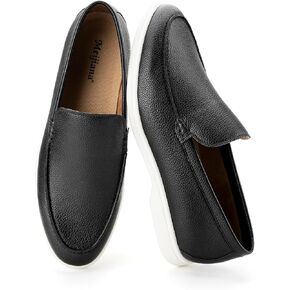 Meijiana Men's Genuine Leather Loafers Slip-On Moccasins Dress Shoes, Lightweight and Breathable with Rubber Sole Stylish Mens Loafers in Saudi Arabia