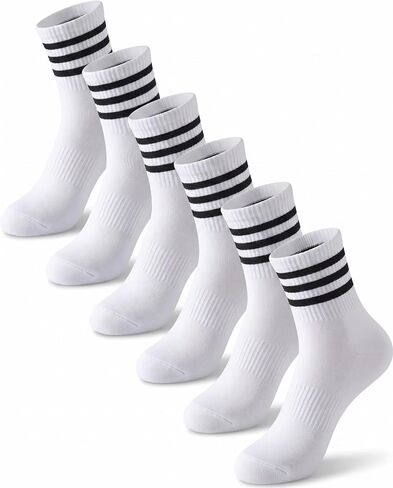Size 3-15 Womens & Men Striped Cotton Socks Casual Breathable Crew Running Frilly Cozy Calf Socks 6 Pairs in Saudi Arabia