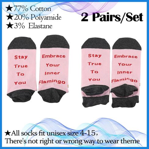 PXTIDY Flamingo Socks Keychain Set Stay True To You Embrace Your Inner Flamingo Sayings Socks Animal Flamingoes Lover Gifts in Kuwait