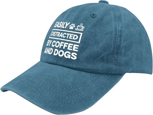 Easily Distracteds by Dogs and Coffee Hat for Men Vintage Washed Distressed in Kuwait