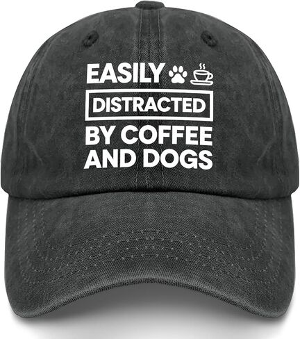 Easily Distracteds by Dogs and Coffee Hat for Men Vintage Washed Distressed in Kuwait