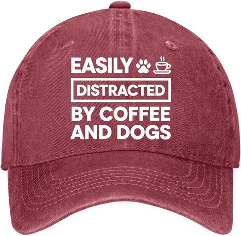 Easily Distracteds by Dogs and Coffee Hat for Men Low Profile Washed Distressed in Kuwait