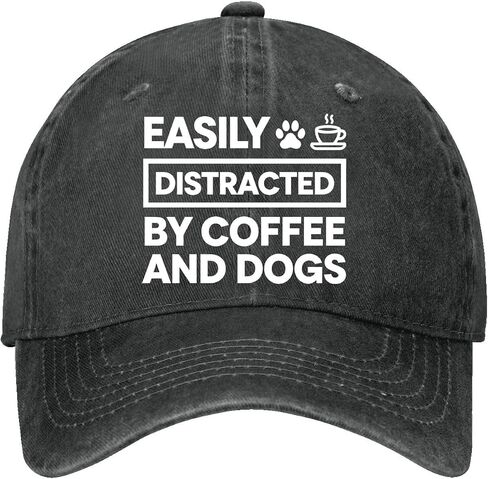 Easily Distracteds by Dogs and Coffee Hat for Men Low Profile Washed Distressed in Kuwait