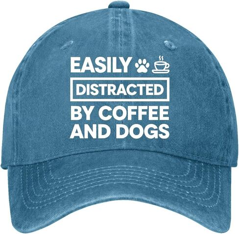 Easily Distracteds by Dogs and Coffee Hat for Men Low Profile Washed Distressed in Kuwait
