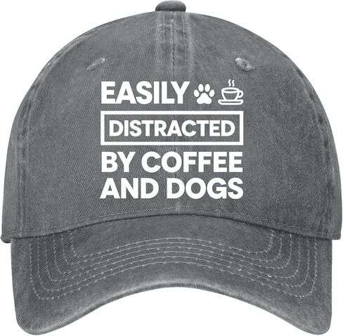 Easily Distracteds by Dogs and Coffee Hat for Men Low Profile Washed Distressed in Kuwait
