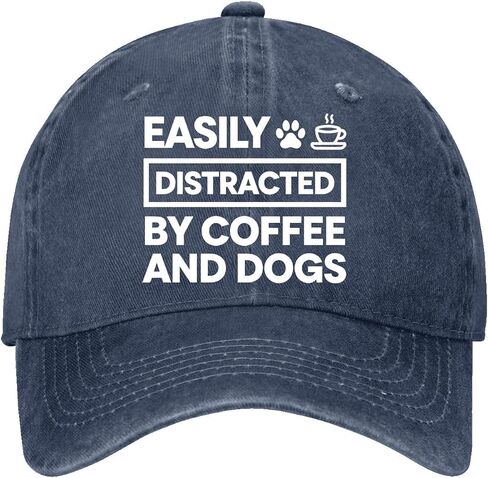 Easily Distracteds by Dogs and Coffee Hat for Men Low Profile Washed Distressed in Kuwait